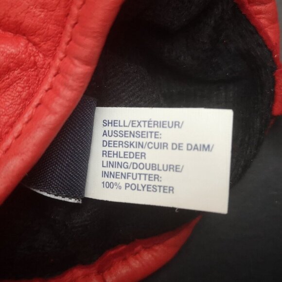 Gap 100% Cowhide Leather Red Wristlet with Deerskin Size M/L Red Gloves - Picture 4 of 10